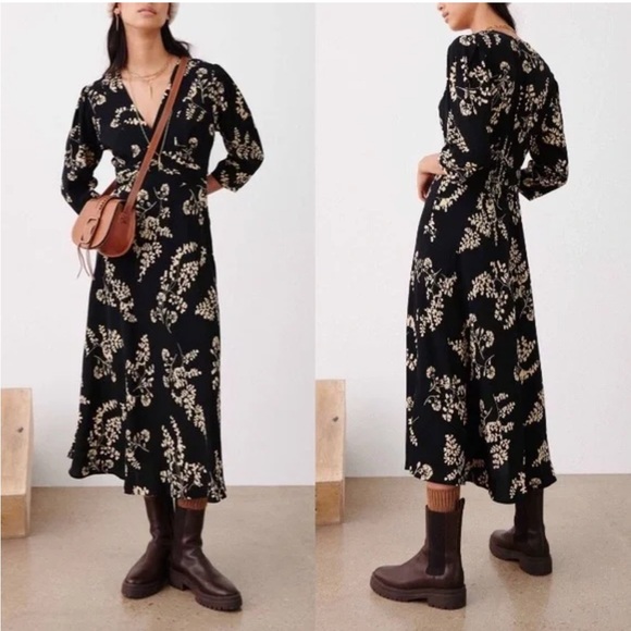 ba&sh Dresses & Skirts - ba&sh SOA Black Floral Midi Dress Sz 1
